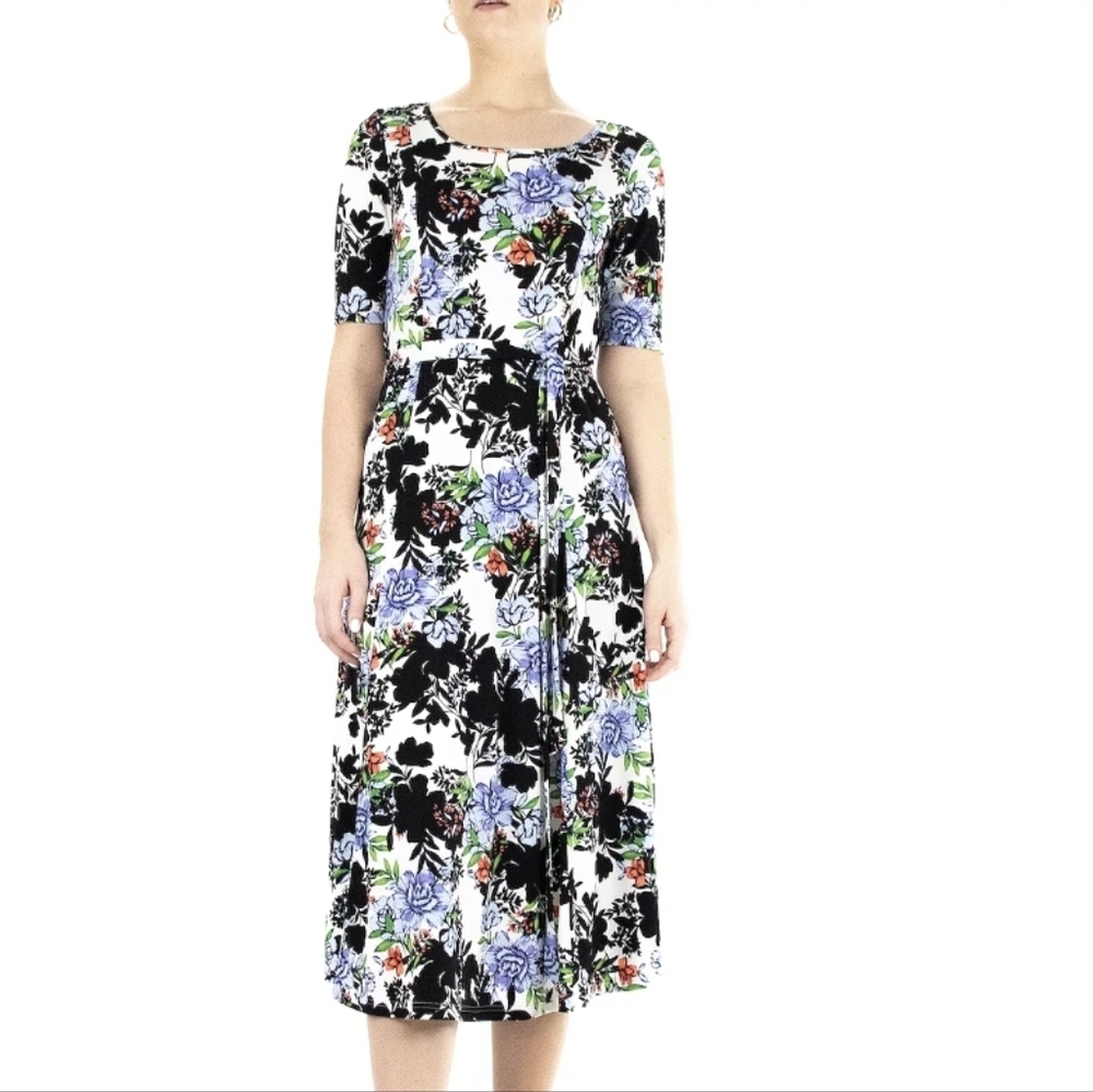 Nina Leonard Womens Syliva Print Midi Dress